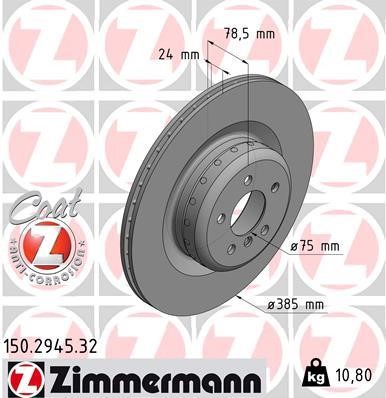 Otto Zimmermann 150.2945.32 Rear ventilated brake disc 150294532