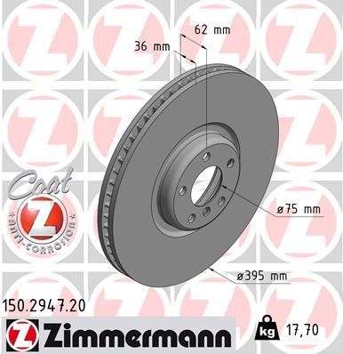 Otto Zimmermann 150.2947.20 Brake disc 150294720 150294720 Otto Zimmermann Brake disc