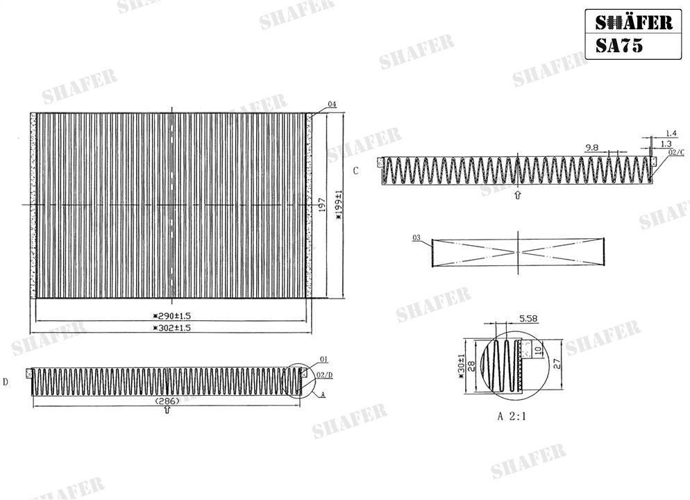 Filter, interior air Shafer SA75