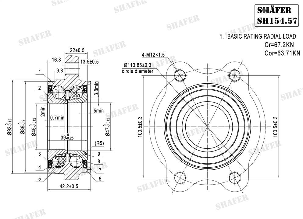 Wheel hub bearing Shafer SH154.57