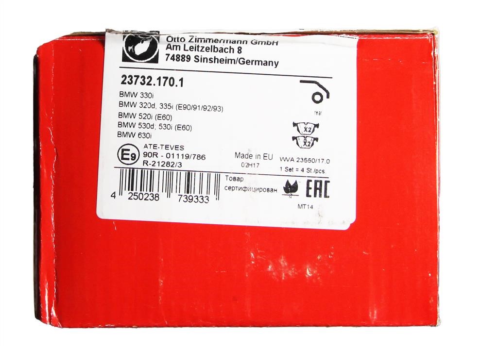 Brake pad set Otto Zimmermann 23732.170.1