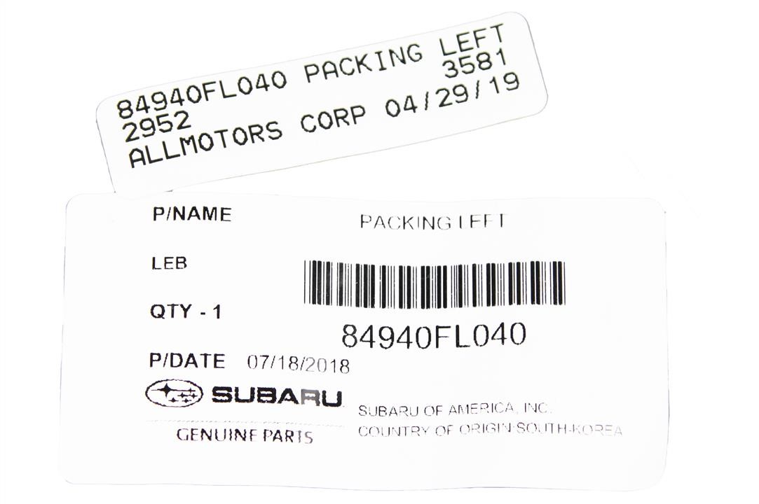 Buy Subaru 84940FL040 at a low price in United Arab Emirates!