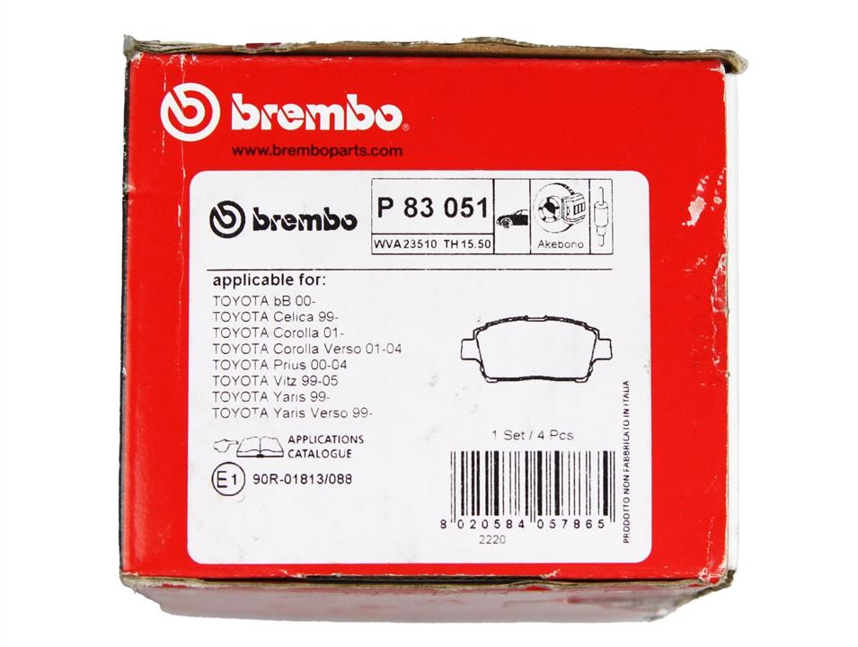 Front disc brake pads, set Brembo P 83 051