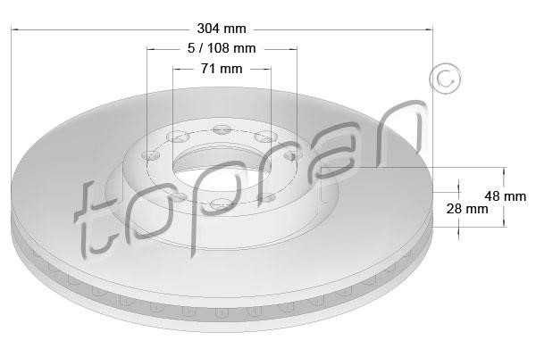 Topran 723 321 Front brake disc ventilated 723321