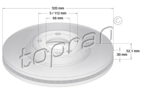 Topran 115 520 Front brake disc ventilated 115520