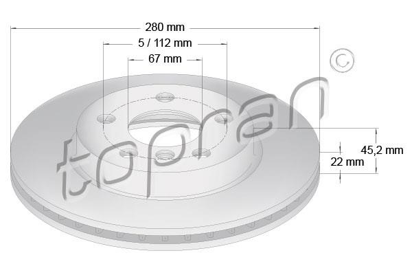 Topran 502 566 Front brake disc ventilated 502566