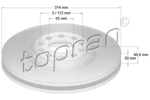 Topran 116 286 Front brake disc ventilated 116286