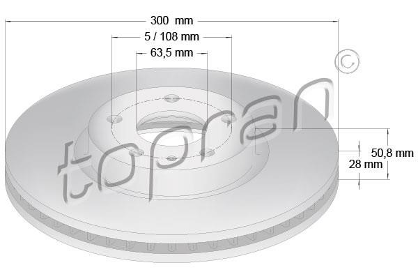 Topran 304 854 Front brake disc ventilated 304854