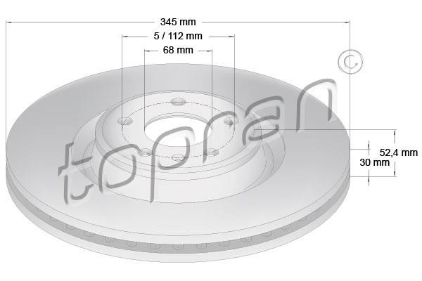 Topran 116 389 Front brake disc ventilated 116389