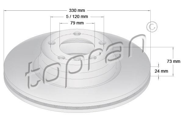 Topran 503 015 Front brake disc ventilated 503015