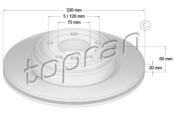 Topran 503 018 Rear ventilated brake disc 503018