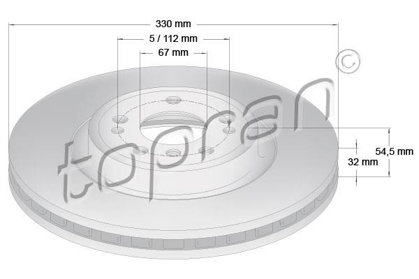 Topran 409 480 Front brake disc ventilated 409480