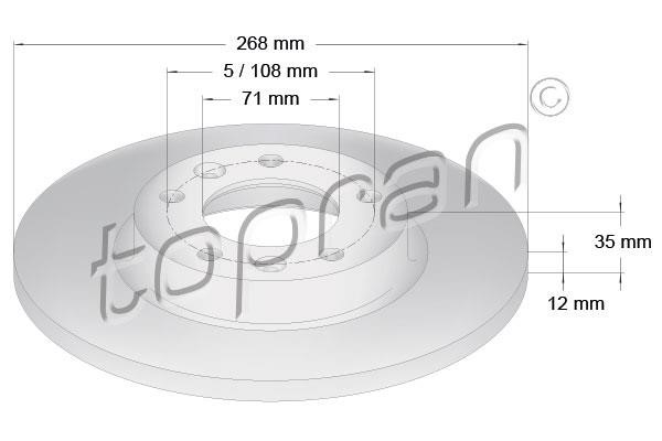 Topran 723 881 Rear brake disc, non-ventilated 723881