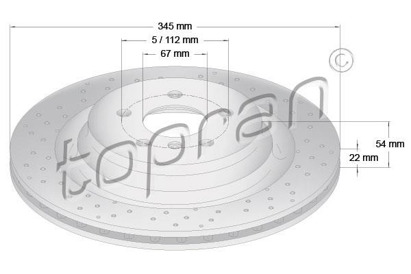 Topran 409 485 Rear ventilated brake disc 409485
