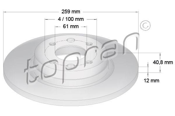 Topran 701 771 Unventilated front brake disc 701771