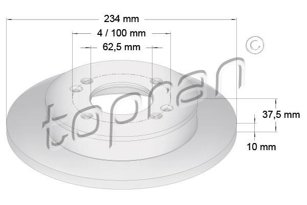Topran 821 169 Rear brake disc, non-ventilated 821169