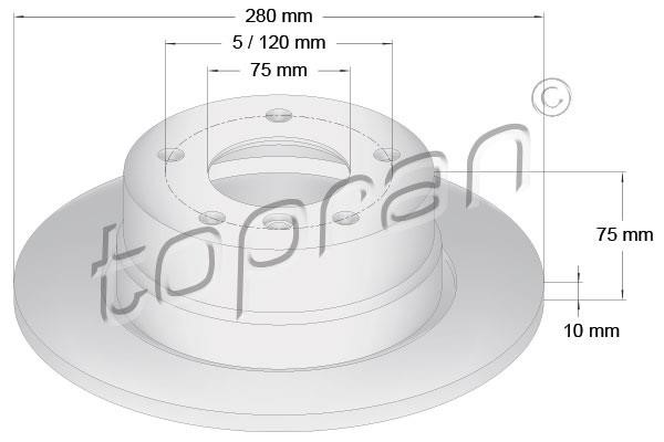 Topran 502 027 Rear brake disc, non-ventilated 502027