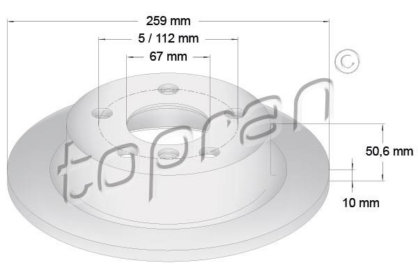 Topran 503 071 Rear brake disc, non-ventilated 503071