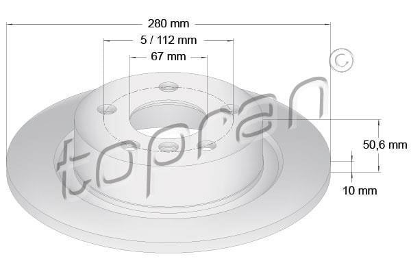 Topran 503 073 Rear brake disc, non-ventilated 503073