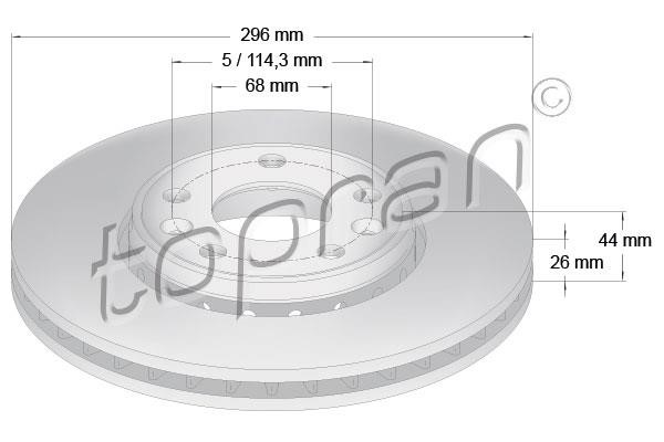 Topran 700 802 Front brake disc ventilated 700802