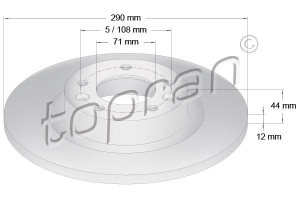 Topran 723 268 Rear brake disc, non-ventilated 723268