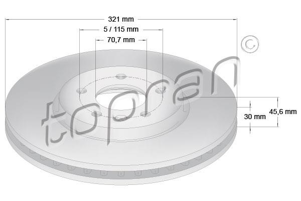 Topran 208 688 Front brake disc ventilated 208688