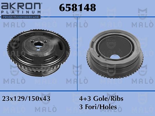 Malo 658148 Belt Pulley, crankshaft 658148