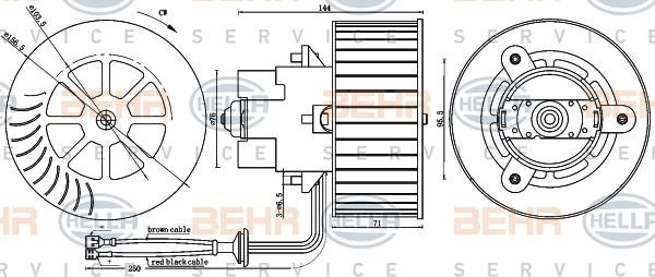 Hella 8EW 009 100-261 Fan assy - heater motor 8EW009100261