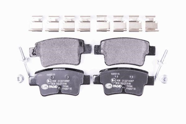 Brake pad Opel Corsa D: 8DB355015861 Hella Brake pad set