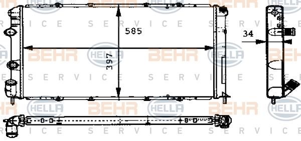 Hella 8MK 376 715-531 Radiator, engine cooling 8MK376715531