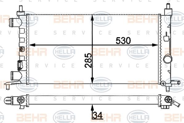 8MK376722444 Hella Engine cooling radiator