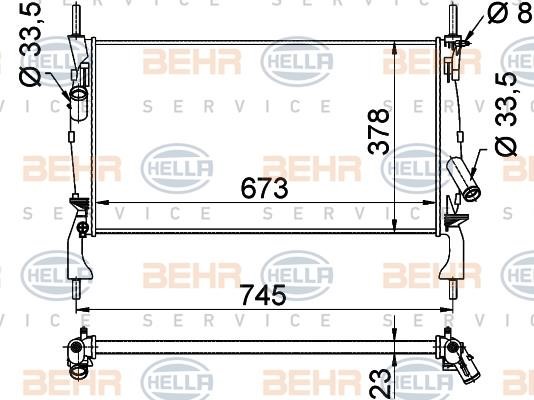 Hella 8MK 376 764-401 Engine cooling radiator 8MK376764401 8MK376764401 Hella Engine cooling radiator