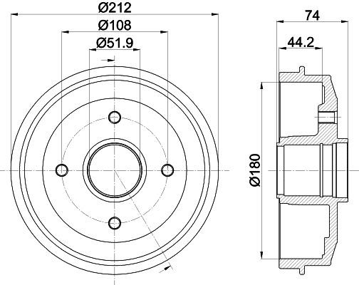 Hella 8DT 355 301-211 Brake drum 8DT355301211