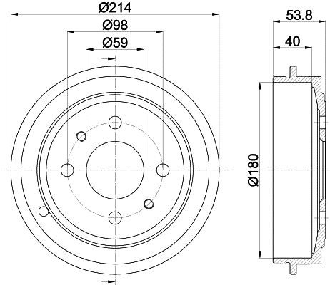 Hella 8DT 355 300-081 Brake drum 8DT355300081