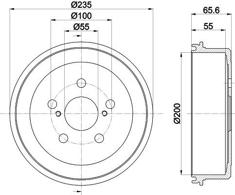 Hella 8DT 355 301-321 Brake drum 8DT355301321