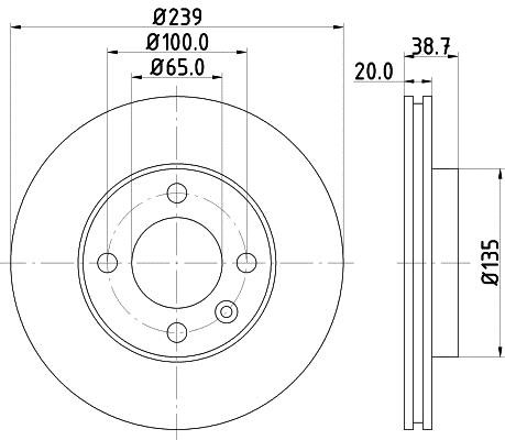 Hella 8DD 355 100-191 Front brake disc ventilated 8DD355100191