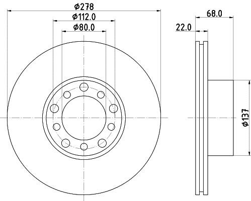 Hella 8DD 355 100-401 Front brake disc ventilated 8DD355100401