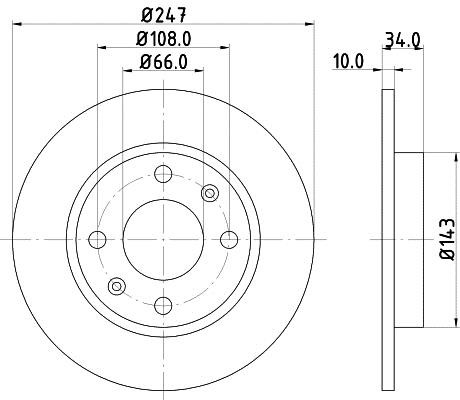 Hella 8DD 355 100-841 Unventilated front brake disc 8DD355100841