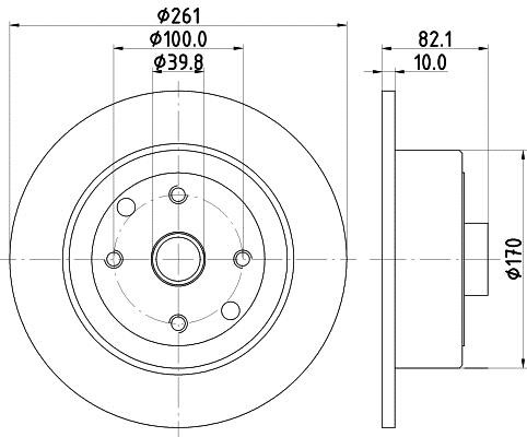 Hella 8DD 355 101-671 Rear brake disc, non-ventilated 8DD355101671