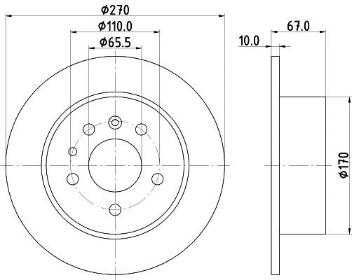 Hella 8DD 355 101-431 Rear brake disc, non-ventilated 8DD355101431