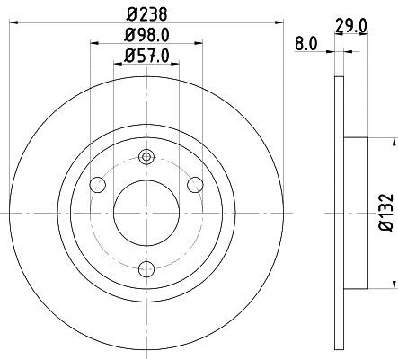 Hella 8DD 355 101-451 Unventilated front brake disc 8DD355101451