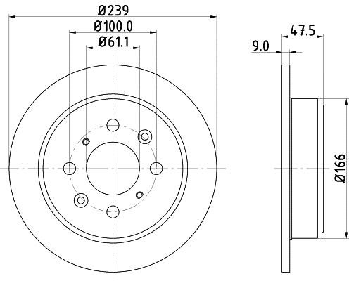 Hella 8DD 355 104-951 Rear brake disc, non-ventilated 8DD355104951