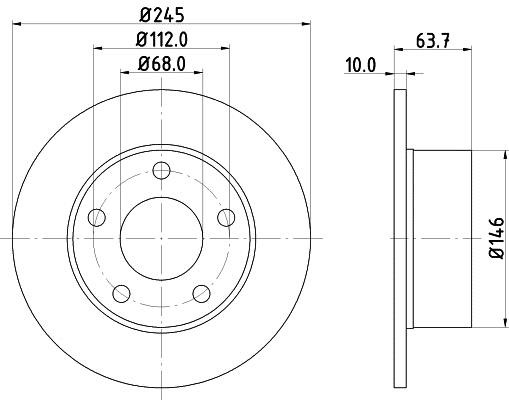 Hella 8DD 355 102-801 Rear brake disc, non-ventilated 8DD355102801