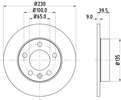 Hella 8DD 355 105-411 Rear brake disc, non-ventilated 8DD355105411
