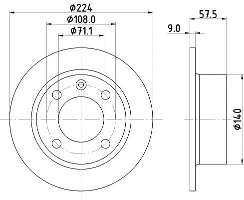 Hella 8DD 355 103-011 Rear brake disc, non-ventilated 8DD355103011