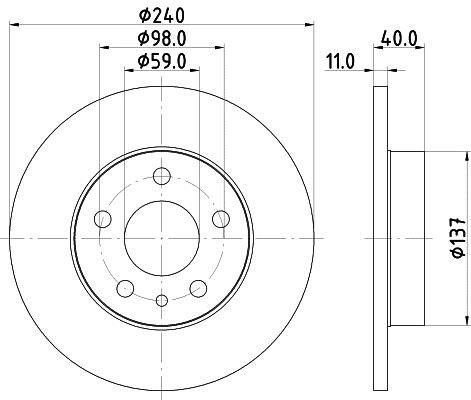 Hella 8DD 355 105-511 Rear brake disc, non-ventilated 8DD355105511