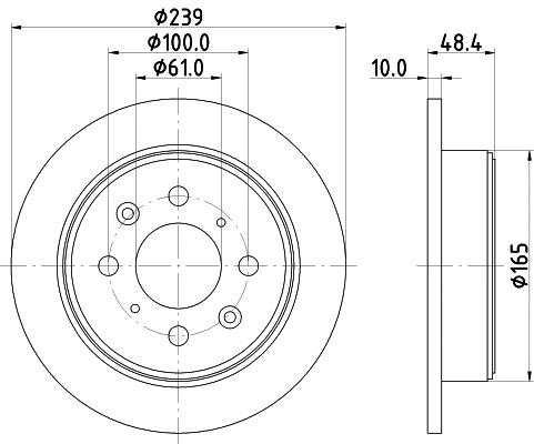 Hella 8DD 355 103-111 Rear brake disc, non-ventilated 8DD355103111