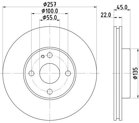 Hella 8DD 355 103-181 Front brake disc ventilated 8DD355103181