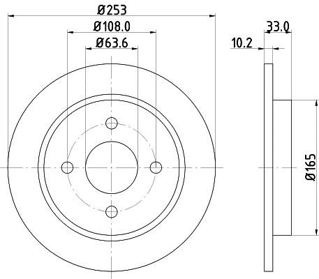 Hella 8DD 355 105-661 Rear brake disc, non-ventilated 8DD355105661