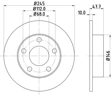 Hella 8DD 355 105-681 Rear brake disc, non-ventilated 8DD355105681
